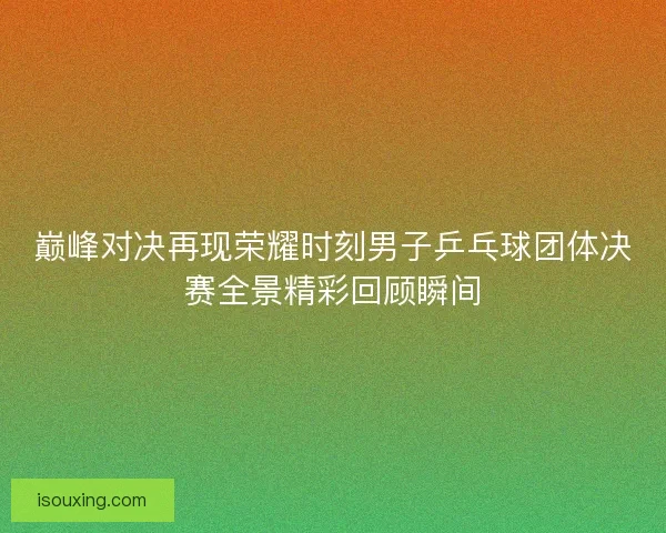 巅峰对决再现荣耀时刻男子乒乓球团体决赛全景精彩回顾瞬间